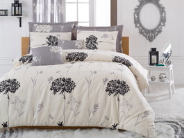 L'essentiel linge de maison Juego de funda de edredón doble Beige y Gris